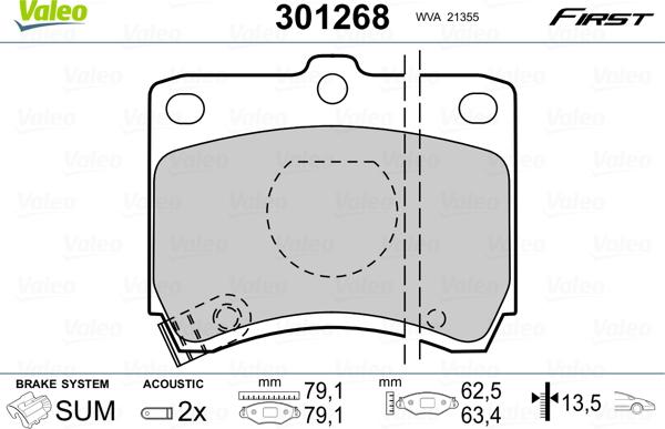 Valeo 301268 - Тормозные колодки, дисковые, комплект autospares.lv