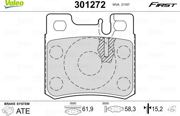 Valeo 301272 - Тормозные колодки, дисковые, комплект autospares.lv