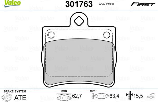 Valeo 301763 - Тормозные колодки, дисковые, комплект autospares.lv