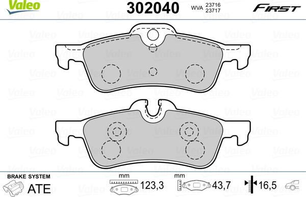 Valeo 302040 - Тормозные колодки, дисковые, комплект autospares.lv