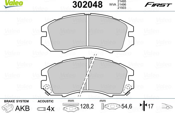 Valeo 302048 - Тормозные колодки, дисковые, комплект autospares.lv