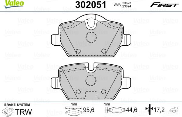 Valeo 302051 - Тормозные колодки, дисковые, комплект autospares.lv