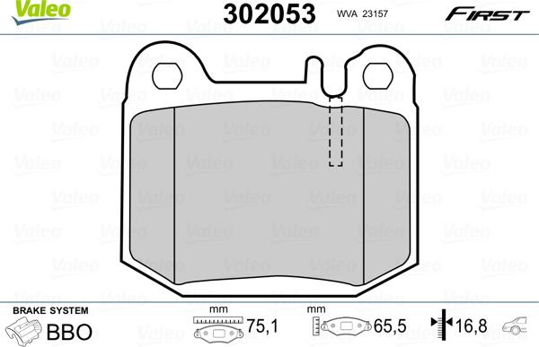 Valeo 302053 - Тормозные колодки, дисковые, комплект autospares.lv