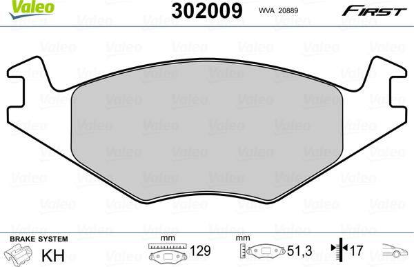 Valeo 302009 - Тормозные колодки, дисковые, комплект autospares.lv