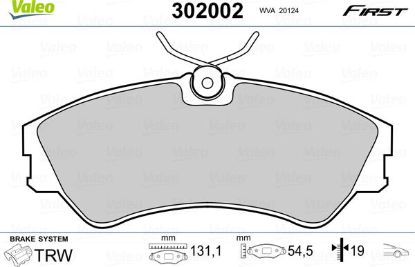 Valeo 302002 - Тормозные колодки, дисковые, комплект autospares.lv