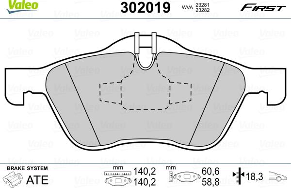 Valeo 302019 - Тормозные колодки, дисковые, комплект autospares.lv