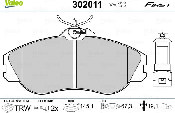 Valeo 302011 - Тормозные колодки, дисковые, комплект autospares.lv