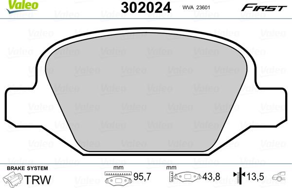 Valeo 302024 - Тормозные колодки, дисковые, комплект autospares.lv