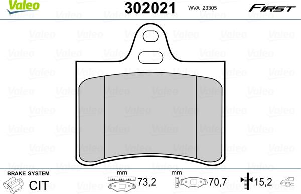 Valeo 302021 - Тормозные колодки, дисковые, комплект autospares.lv