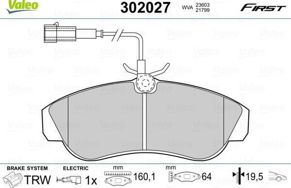 Valeo 302027 - Тормозные колодки, дисковые, комплект autospares.lv