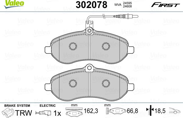 Valeo 302078 - Тормозные колодки, дисковые, комплект autospares.lv