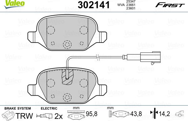 Valeo 302141 - Тормозные колодки, дисковые, комплект autospares.lv