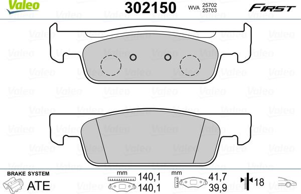 Valeo 302150 - Тормозные колодки, дисковые, комплект autospares.lv