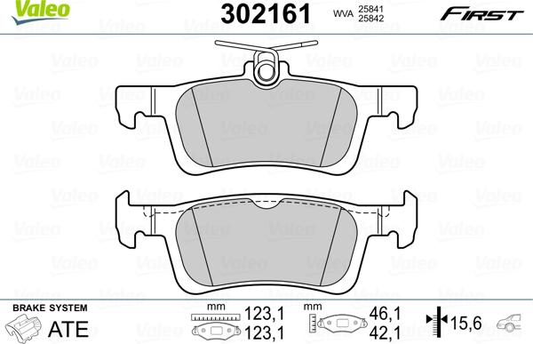 Valeo 302161 - Тормозные колодки, дисковые, комплект autospares.lv