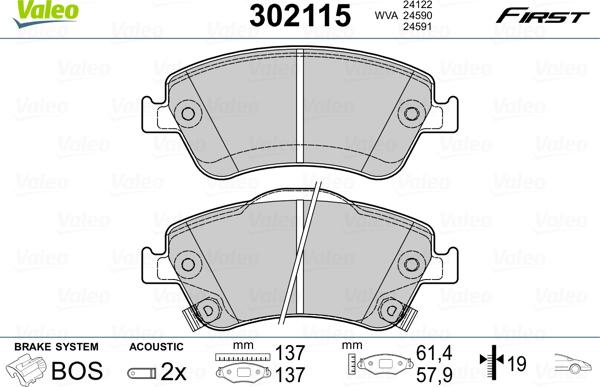 Valeo 302115 - Тормозные колодки, дисковые, комплект autospares.lv