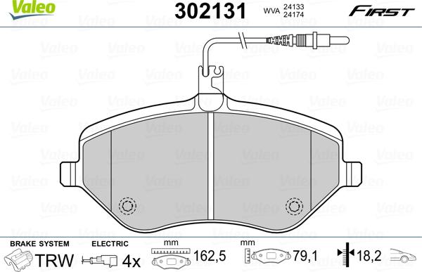 Valeo 302131 - Тормозные колодки, дисковые, комплект autospares.lv