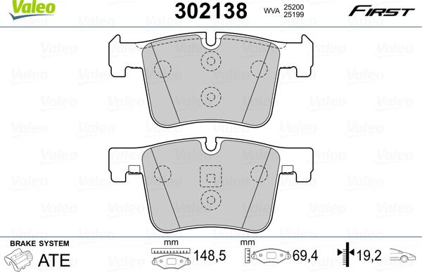 Valeo 302138 - Тормозные колодки, дисковые, комплект autospares.lv