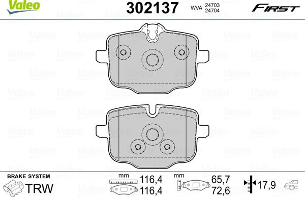 Valeo 302137 - Тормозные колодки, дисковые, комплект autospares.lv