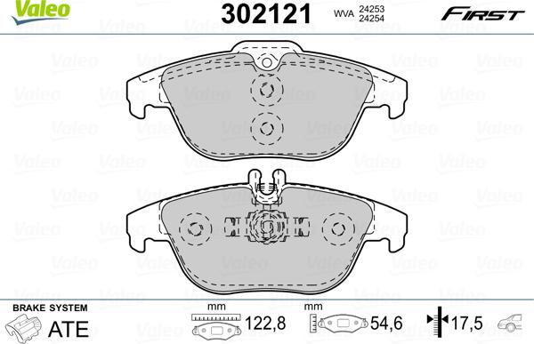 Valeo 302121 - Тормозные колодки, дисковые, комплект autospares.lv