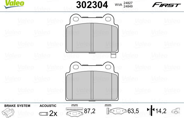 Valeo 302304 - Тормозные колодки, дисковые, комплект autospares.lv