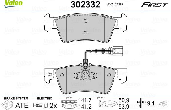 Valeo 302332 - Тормозные колодки, дисковые, комплект autospares.lv