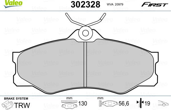 Valeo 302328 - Тормозные колодки, дисковые, комплект autospares.lv