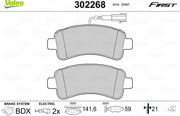 Valeo 302268 - Тормозные колодки, дисковые, комплект autospares.lv