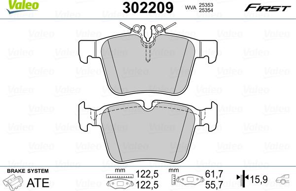 Valeo 302209 - Тормозные колодки, дисковые, комплект autospares.lv