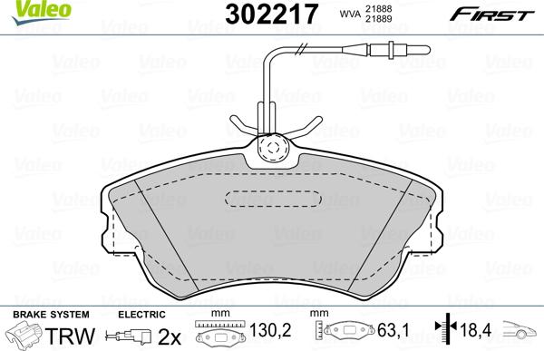 Valeo 302217 - Тормозные колодки, дисковые, комплект autospares.lv