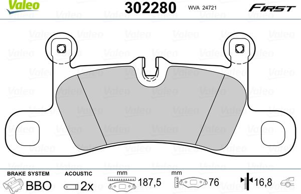 Valeo 302280 - Тормозные колодки, дисковые, комплект autospares.lv