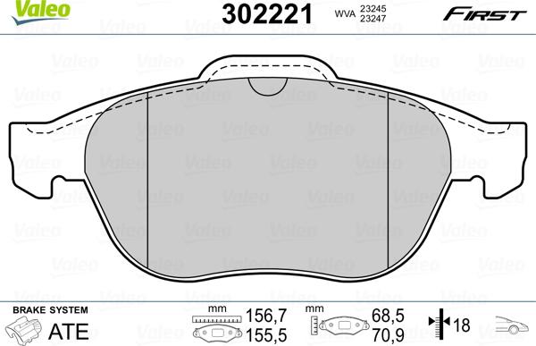 Valeo 302221 - Тормозные колодки, дисковые, комплект autospares.lv