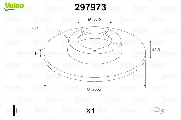 Valeo 297973 - Тормозной диск autospares.lv