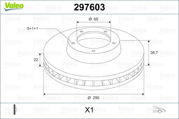 Valeo 297603 - Тормозной диск autospares.lv