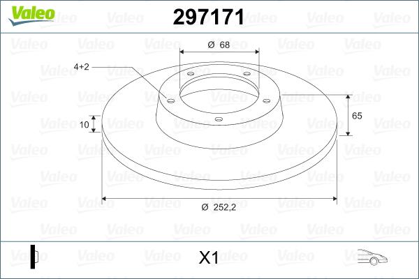 Valeo 297171 - Тормозной диск autospares.lv