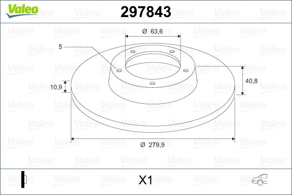 Valeo 297843 - Тормозной диск autospares.lv