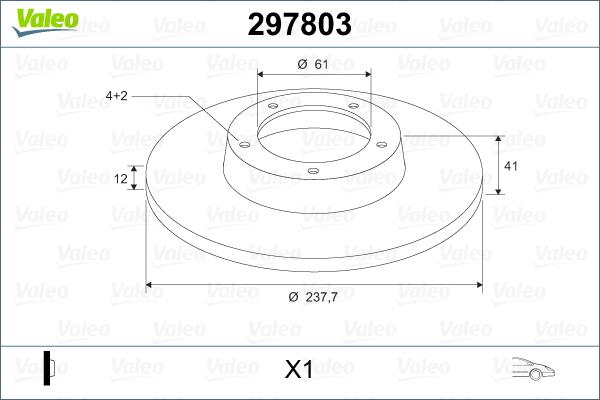 Valeo 297803 - Тормозной диск autospares.lv