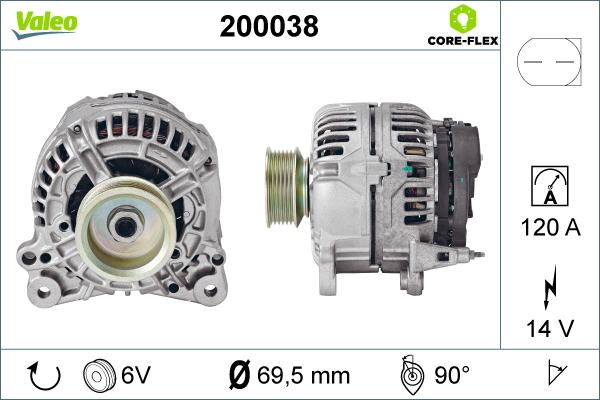 Valeo 200038 - Генератор autospares.lv