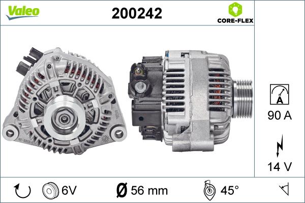 Valeo 200242 - Генератор autospares.lv