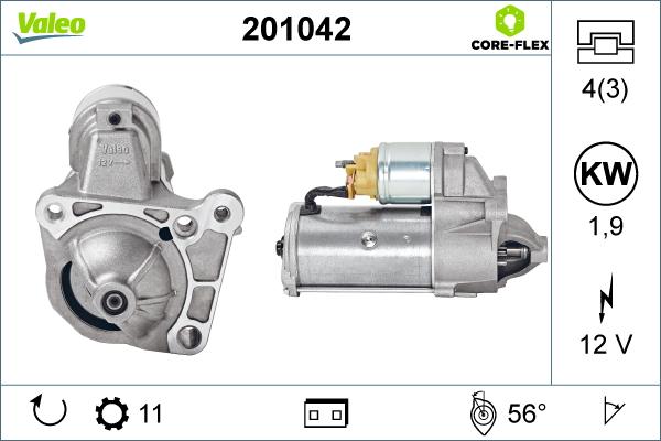 Valeo 201042 - Стартер autospares.lv