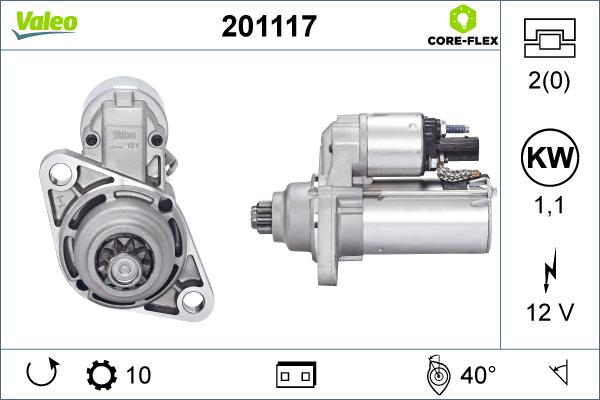 Valeo 201117 - Стартер autospares.lv