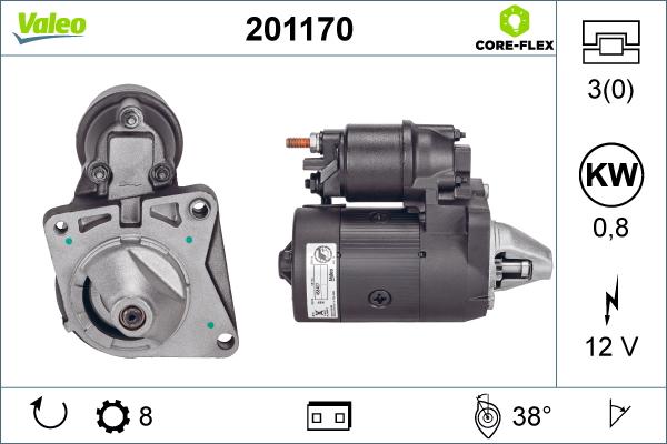 Valeo 201170 - Стартер autospares.lv