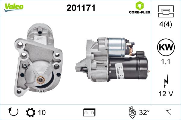 Valeo 201171 - Стартер autospares.lv