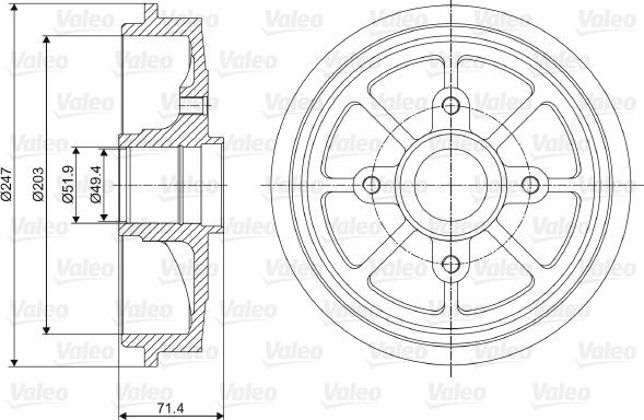 Valeo 237097 - Тормозной барабан autospares.lv