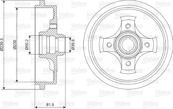 Valeo 237049 - Тормозной барабан autospares.lv