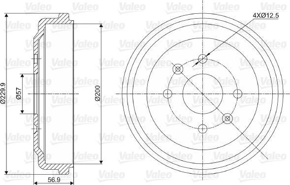 Valeo 237041 - Тормозной барабан autospares.lv