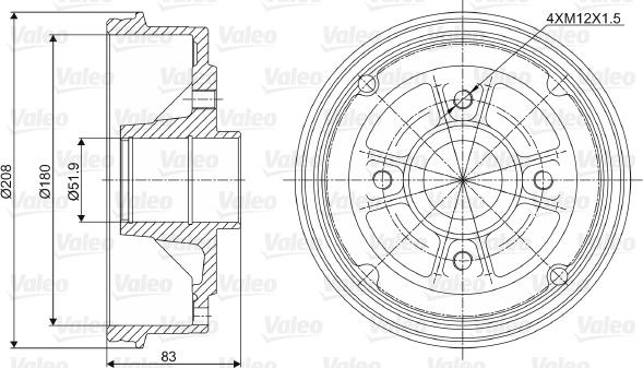 Valeo 237006 - Тормозной барабан autospares.lv