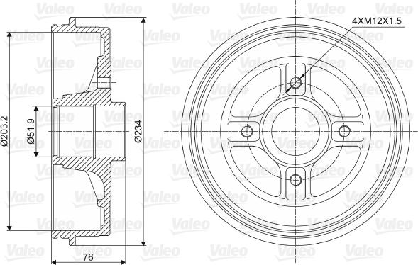 Valeo 237008 - Тормозной барабан autospares.lv