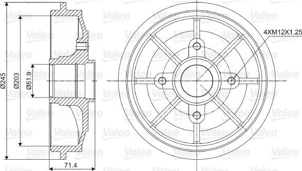 Valeo 237016 - Тормозной барабан autospares.lv