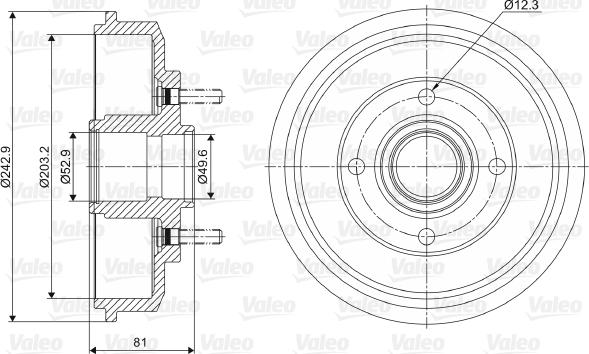 Valeo 237012 - Тормозной барабан autospares.lv