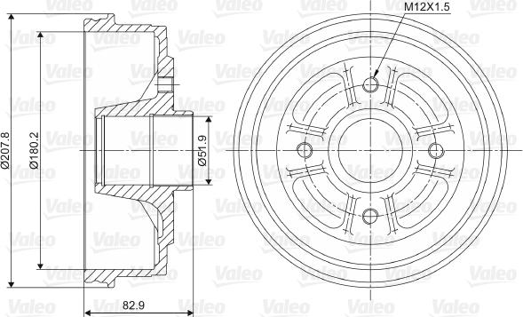 Valeo 237023 - Тормозной барабан autospares.lv